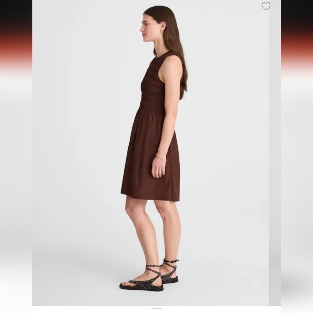 NWT Madewell The Melody Smocked Mini Dress Roasted Chicory Brown Size XL - Picture 11 of 13